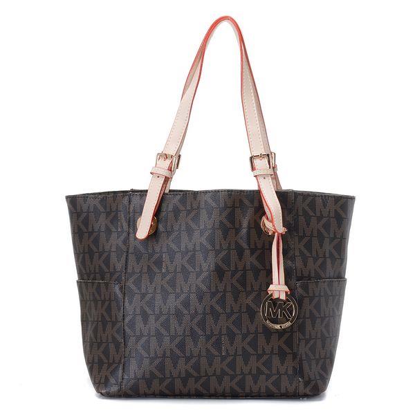 michael kors jet set mk logo-print signatur tote brun På Salg Nye Stil af658